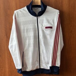 adidas White Track Jacket with Red Stripes and Navy Trim
